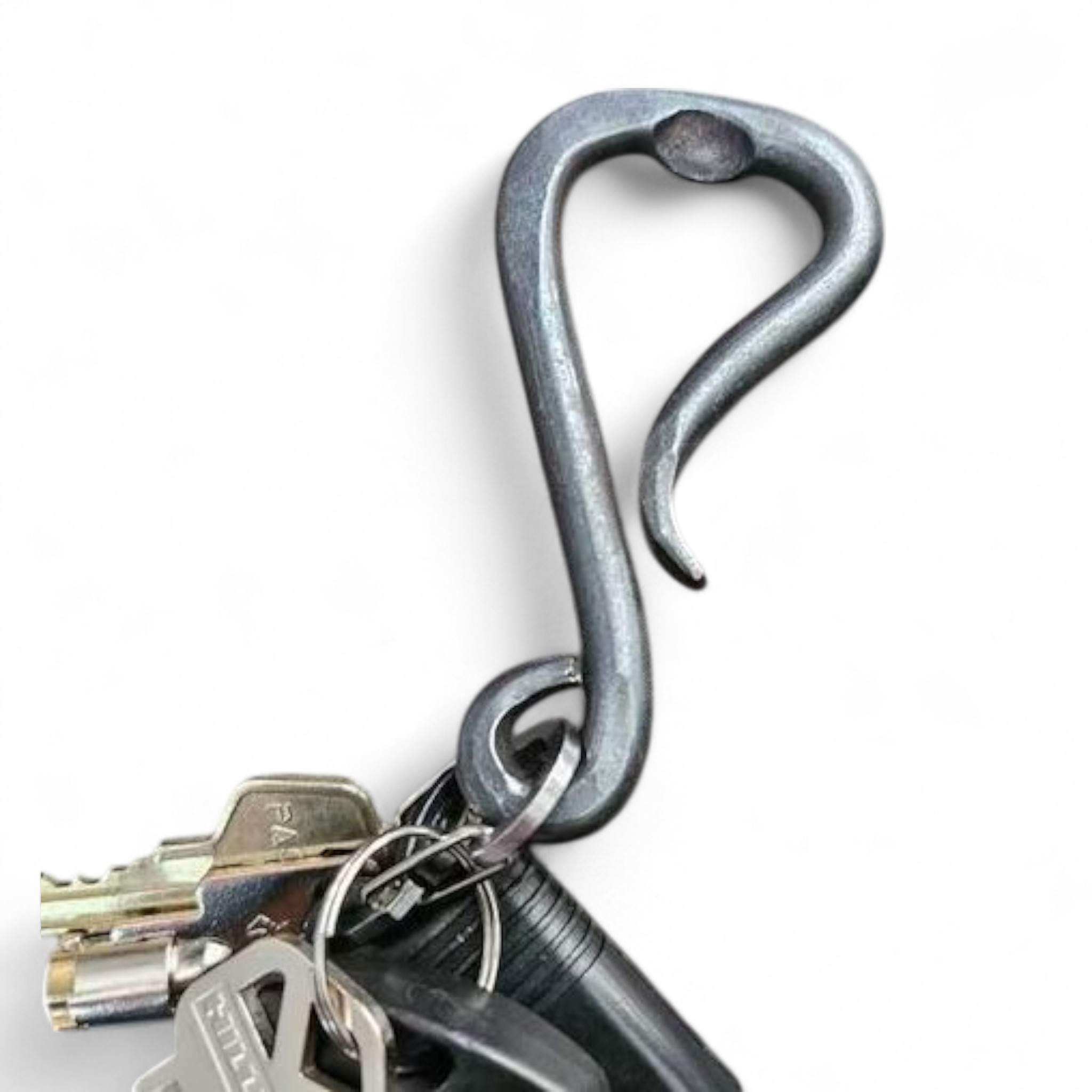 Hand Forged Iron Keychain, Belt Loop, Bottle opener